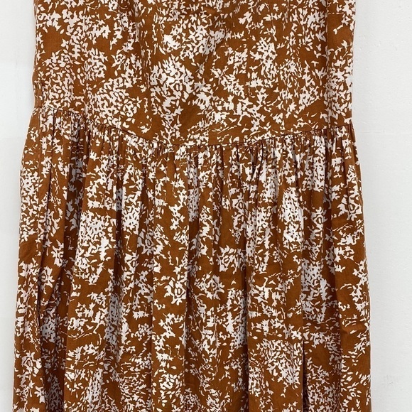 Lapis by Anthropologie Brown White Floral Cotton Blend A-line Dress Size Small - Picture 4 of 14